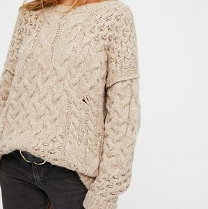 Free People Destroyed Cable Pullover